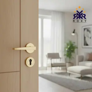 مقبض باب ذهبي بتصميم عصري مطفأ