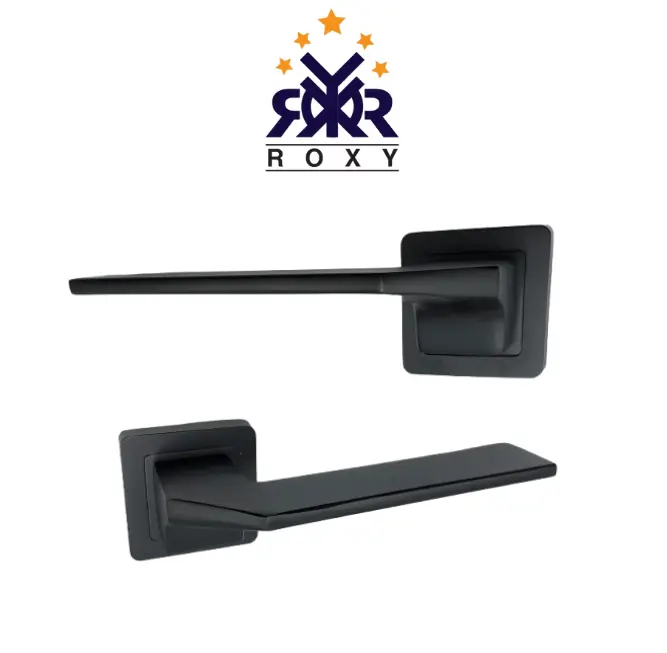 مقبض باب ROXY – تصميم هندسي بسيط باللون الأسود المطفأ