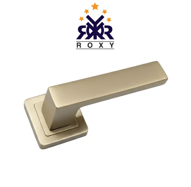 مسكة باب بلون الذهبي فاتح بتصميم مربع عصري وجودة عالية