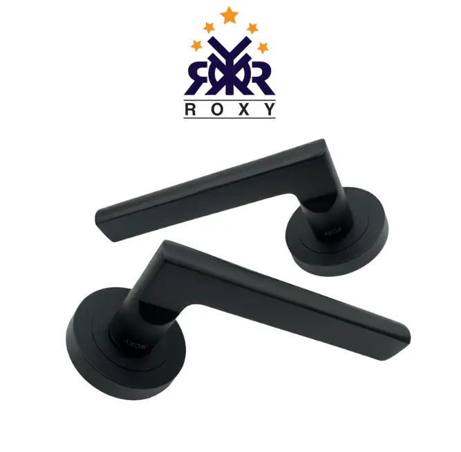 مقبض باب أسود مطفي بتصميم دائري بسيط بسعر منافس