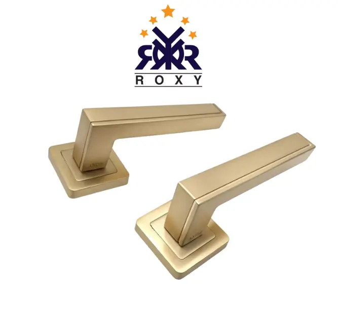 مقبض باب ذهبي مطفي بتصميم مستطيل عصري وجودة عالية