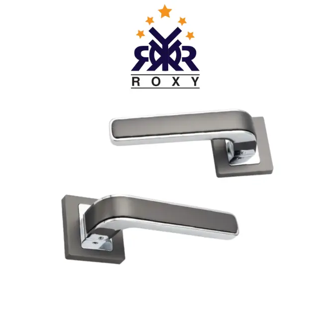 مقبض باب أسود بحواف فضية فاخرة