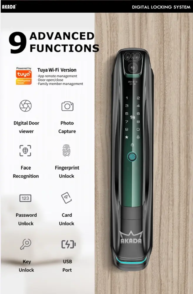 مسكة باب ذكية مع كيلون RE 036 MAT.BLK