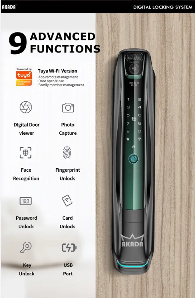 مسكة باب ذكية مع كيلون RE 036 MAT.BLK