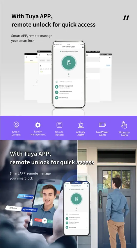 مسكة باب ذكية مع كيلون RE 036 MAT.BLK