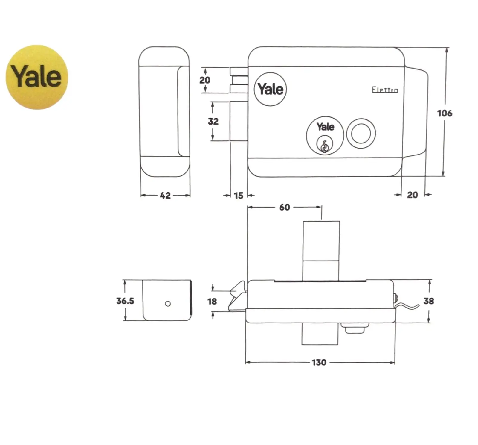 كيلون باب خارجي كهربائي YALE مقاس 60mm – الأمان المتقدم والمتانة