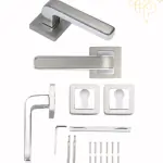 مقبض باب سيلفر بتصميم مستطيل بلمسة كروم