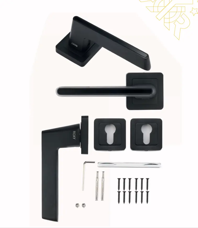 مقبض باب أسود مطفي بتصميم عصري مستطيل