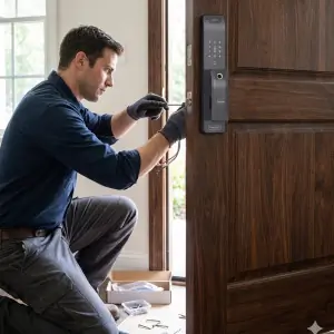 خدمة تركيب و برمجة قفل ذكي او مسكة ذكية لابواب الخشب الداخلية