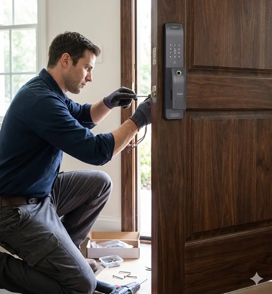 خدمة تركيب و برمجة قفل ذكي او مسكة ذكية لابواب الخشب الداخلية