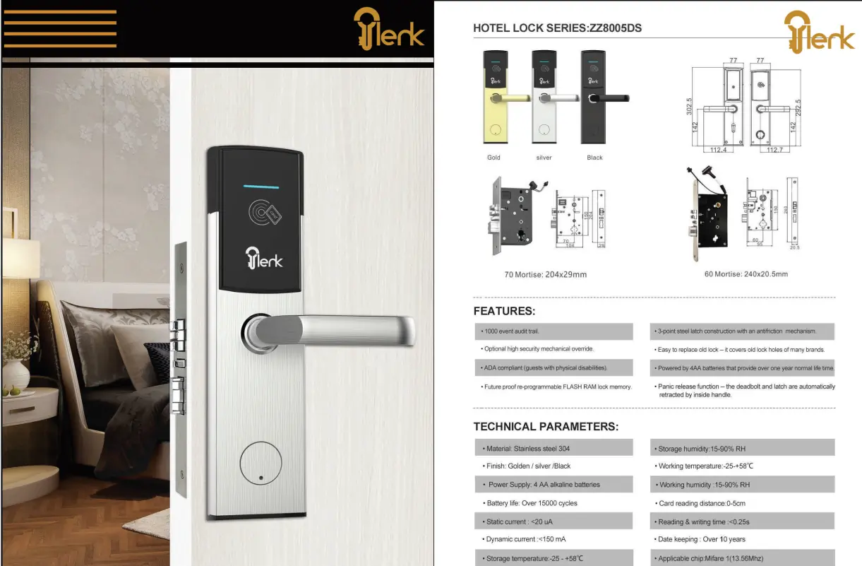 قفل فندقي ذكي – سلسلة DL.HM1.2440 من Slenk