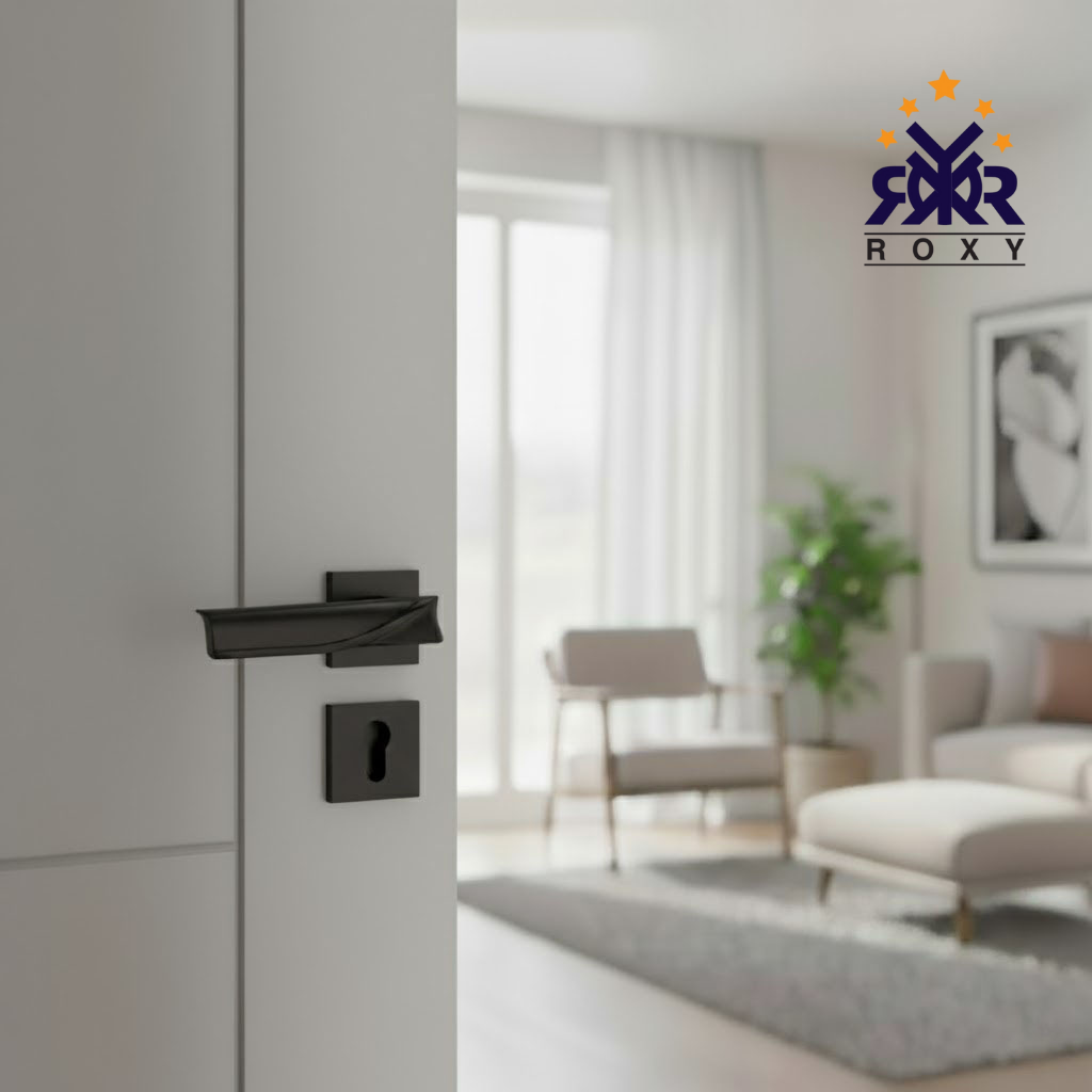 مسكة باب أسود مطفي بتصميم انسيابي عصري