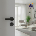 مقبض باب أسود مطفي بتصميم دائري عصري