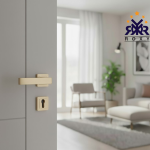 مسكة باب ذهبي فاتح بتصميم مربع عصري