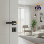 مقبض باب أسود وذهبي بتصميم فاخر منحني