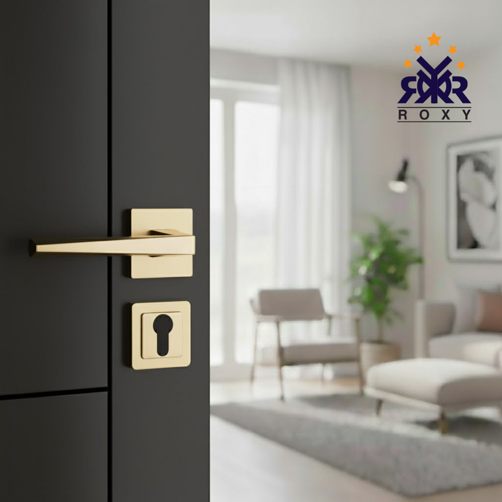 مقبض باب ذهبي بتصميم مستقيم فاخر تصميم