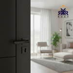 مسكة باب أسود مطفي بتصميم انسيابي عصري