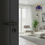 مقبض باب أسود مطفي بتصميم دائري عصري