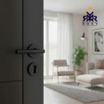 مقبض باب أسود مطفي بتصميم دائري بسيط