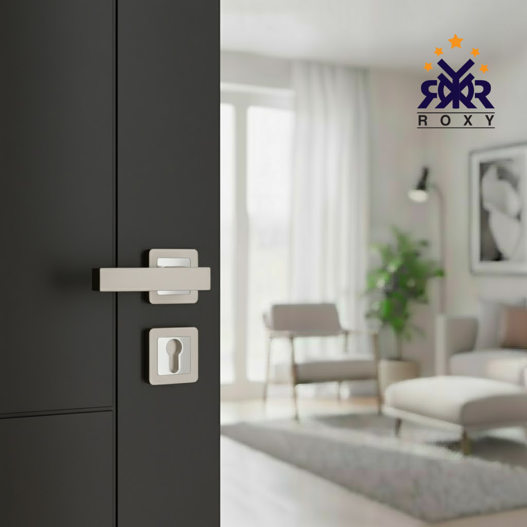 مقبض باب نيكل فاتح بتصميم مستطيل أنيق