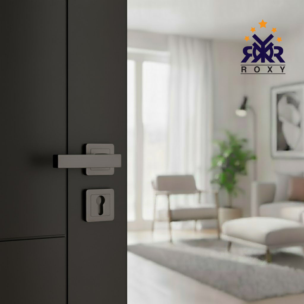 مقبض باب برنزي مطفي بتصميم مستطيل عريض