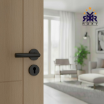 مقبض باب أسود مطفي بتصميم دائري عصري