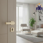 مسكة باب ذهبي فاتح بتصميم مربع عصري