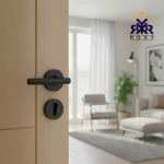 مقبض باب أسود مطفي بتصميم دائري بسيط