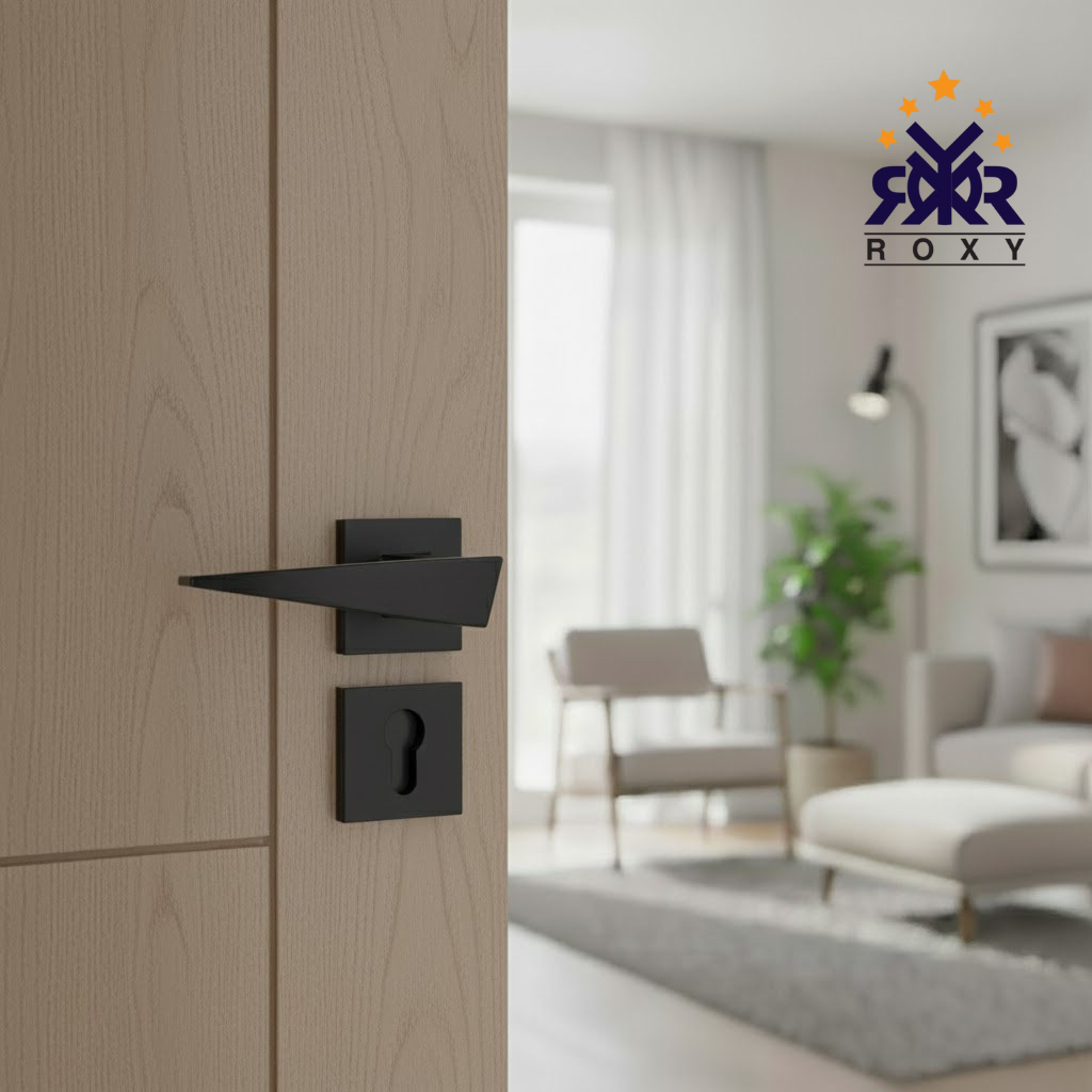 مقبض باب أسود مطفي بتصميم مائل