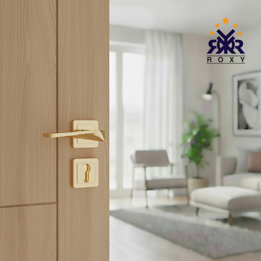 مقبض باب ذهبي فاخر بتصميم منحني أنيق