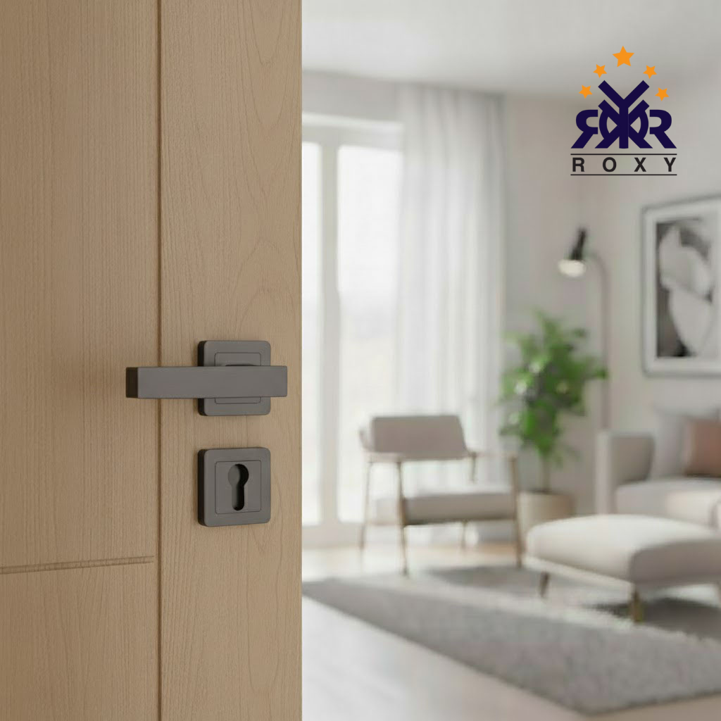 مقبض باب برنزي مطفي بتصميم مستطيل عريض