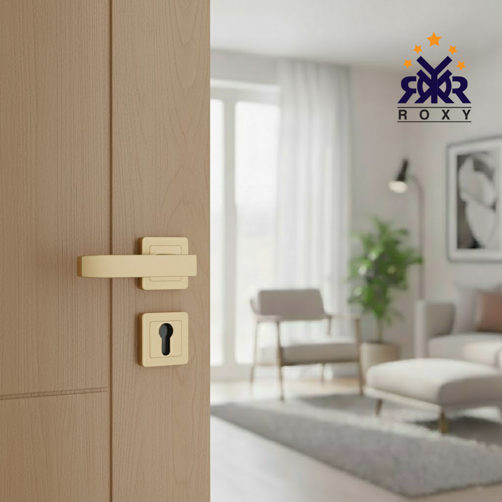 مقبض باب ذهبي بتصميم مستطيل فاخر