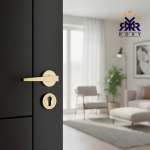 مقبض باب ذهبي بتصميم عصري مطفأ