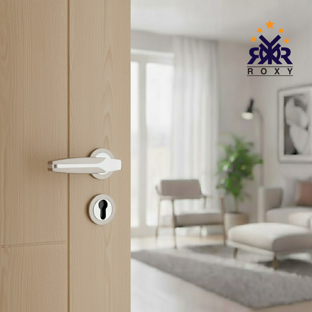 مقبض باب معدني بتصميم مزدوج لامع