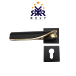 مقبض باب أسود وذهبي بتصميم فاخر منحني