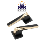 مقبض باب أسود وذهبي بتصميم فاخر منحني