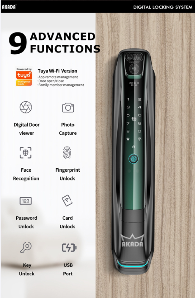 مسكة باب ذكية مع كيلون RE 036 MAT.BLK