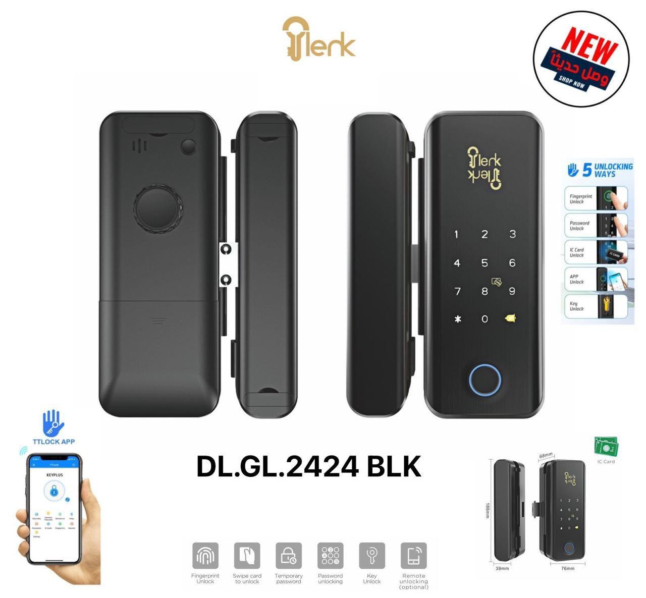 مسكة باب زجاج إلكترونية – DL.GL.2424 BLK